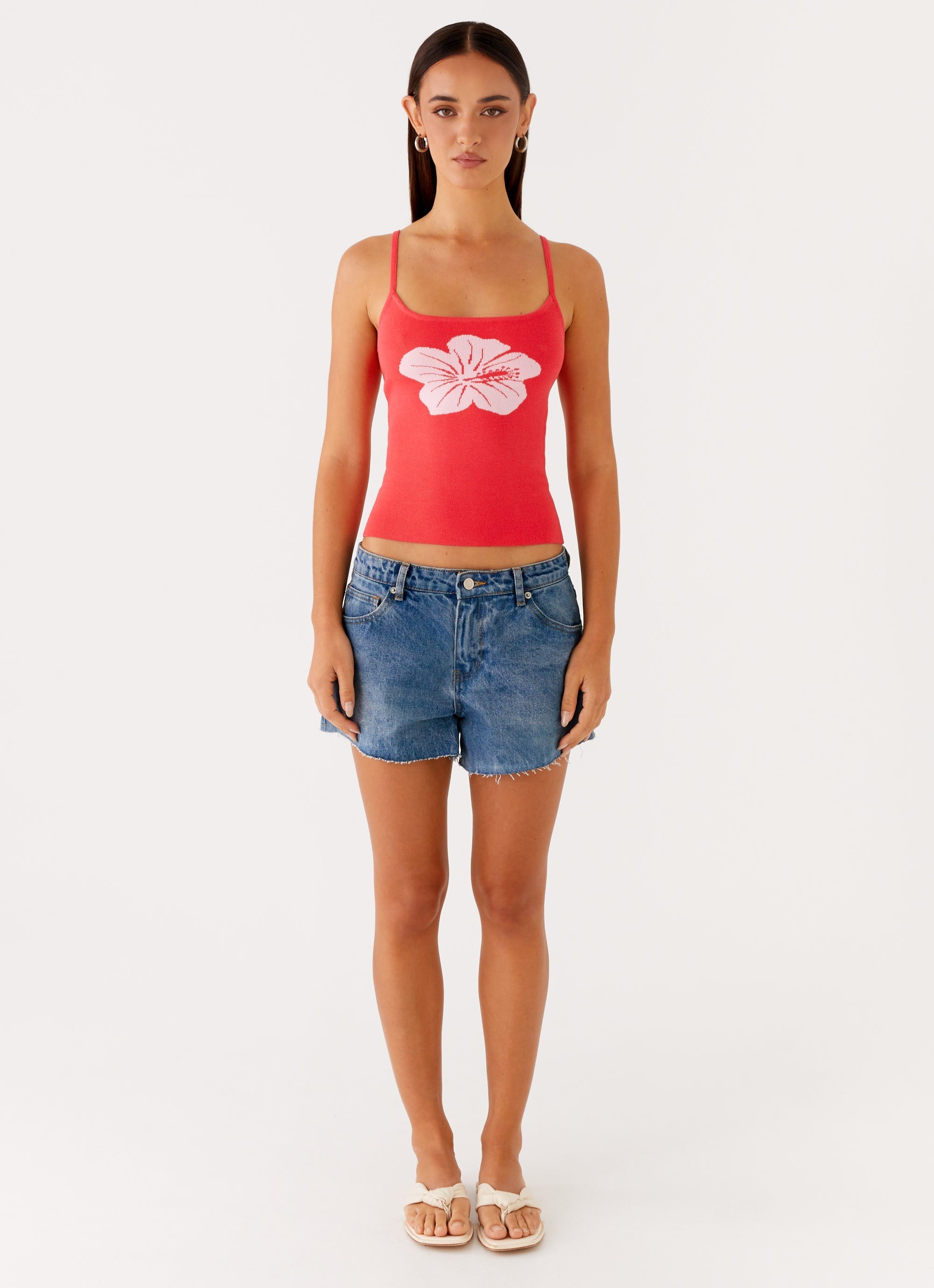 Ofira Knit Tank Top - Red Floral