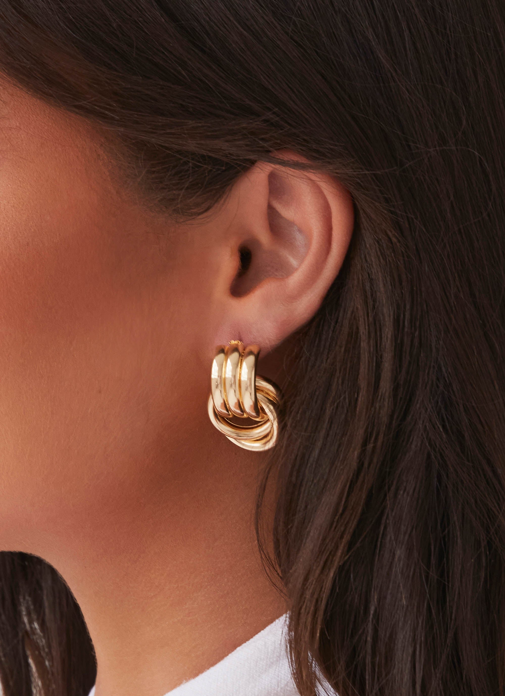 Bold Step Cuff Earrings - Gold