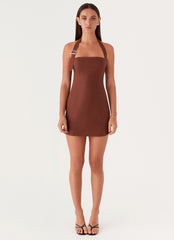Julianna Linen Mini Dress - Chocolate
