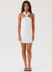 Keira Linen Mini Dress - White
