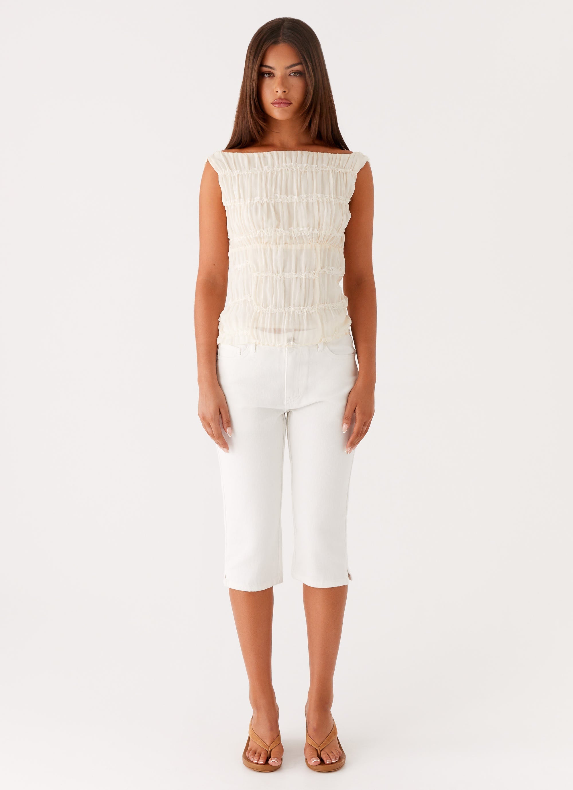Rocco Denim Capri Pants - Off White