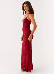 Rosa Corset Maxi Dress - Red