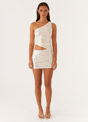 Seranella One Shoulder Mini Dress - Ivory