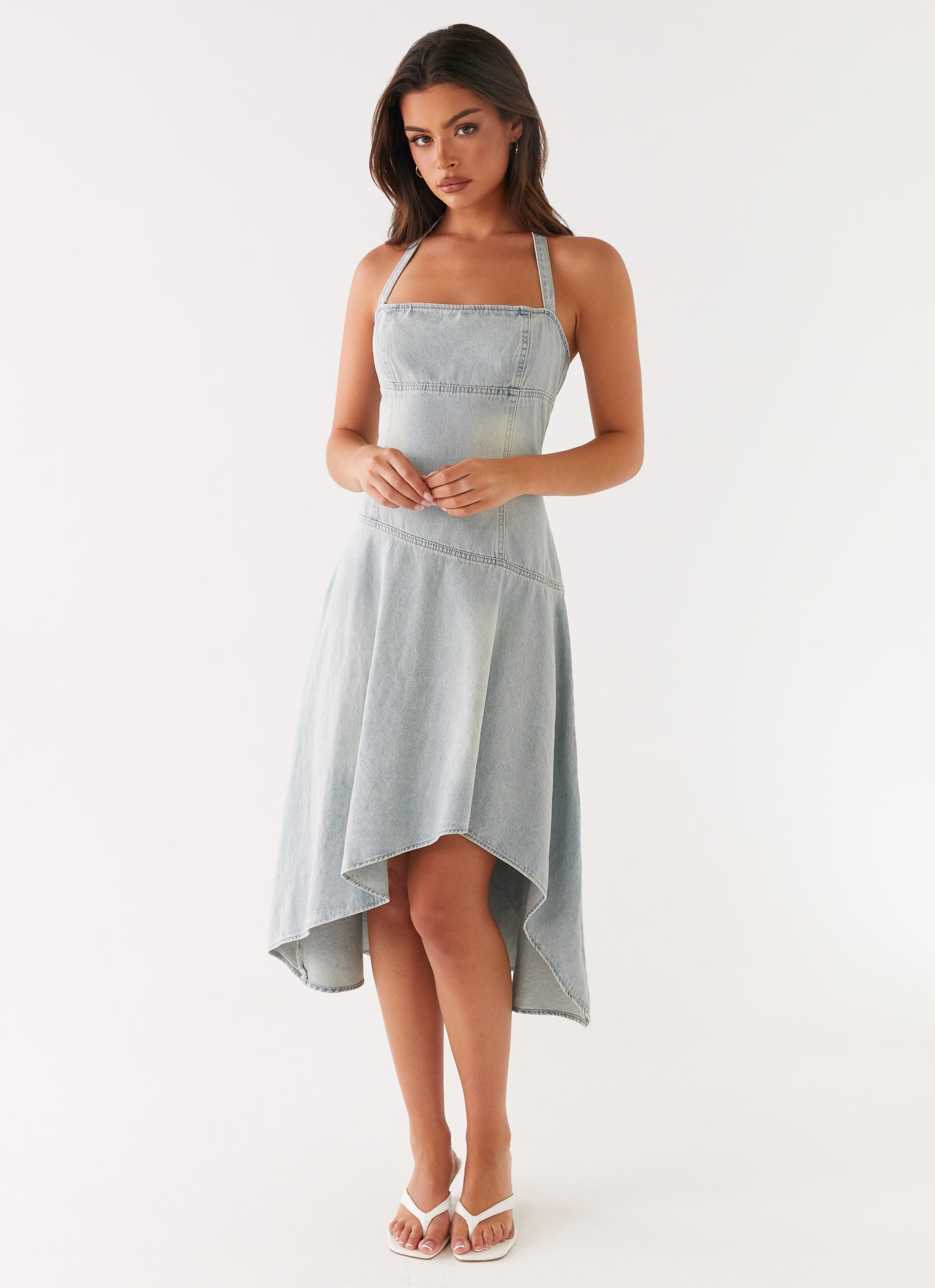 Tanisha Denim Midi Dress - Washed Blue