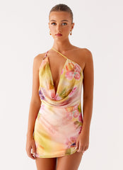 Bohemian Bliss Mesh Mini Dress - Sunburst Floral